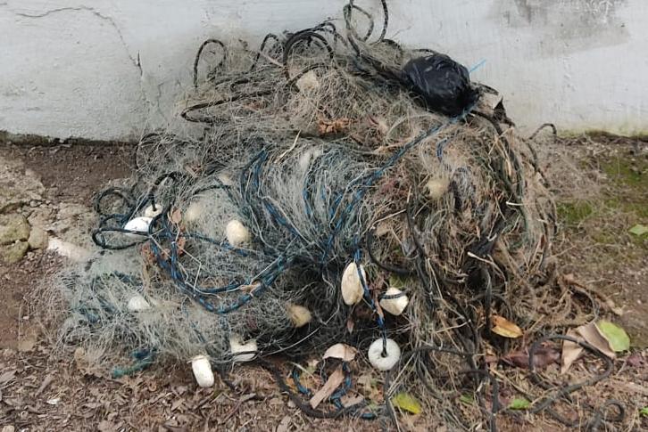 Policiamento Ambiental Marítimo apreende rede irregular de 250 metros com várias espécies marinhas enroscadas