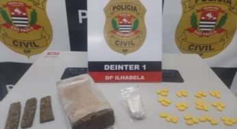 Homem é preso por tráfico após tentar atropelar policial e bater carro em viatura em Ilhabela