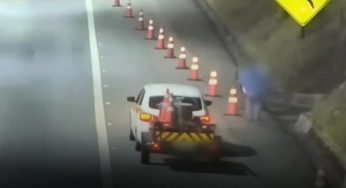 Homem é preso furtando cones de sinalização da Rodovia dos Tamoios em Caraguatatuba